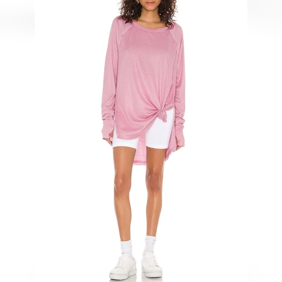 We The Free Tops - Free People Snowy Thermal Long Sleeve Knit Top Women's M Pink Boho Retro Y2K 90s